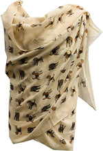 Load image into Gallery viewer, Pamper Yourself Now Beige with Brown/tan Beagles Long Scarf with Frayed Edge, Great Presents/Gift for Beagle Dog Lovers.