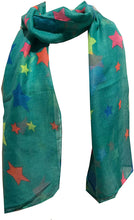 Load image into Gallery viewer, Multi coloured stars thin scarf, great presents/gifts. (blue)