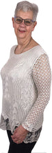 Load image into Gallery viewer, Pamper Yourself Now ltd Ladies Beige Crochet lace Long Sleeve top.Made in Italy (AA6)