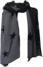Load image into Gallery viewer, Charcoal and grey star blanket scarf