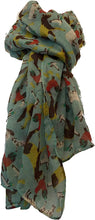 Load image into Gallery viewer, Aqua Green Farmyard Animals Horses, Sheep, Lambs, chickend and Geese Scarf/wrap
