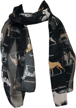 Load image into Gallery viewer, Pamper Yourself Now Black Shiny Dog Scarf with Different Dog Breeds