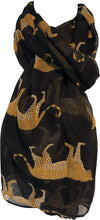 Load image into Gallery viewer, Black cheetah long soft ladies scarf/wrap. Great present for mum, sister, girlfriend or wife.