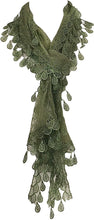Load image into Gallery viewer, Pamper yourself Illuminous Green Leaf Lace Scarf