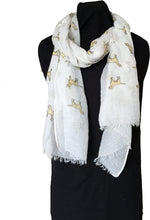 Load image into Gallery viewer, Pamper Yourself Now White Labrador Design 2 Long Scarf with Frayed Edge
