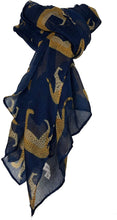 Load image into Gallery viewer, Navy cheetah long soft ladies scarf/wrap. Great present for mum, sister, girlfriend or wife.