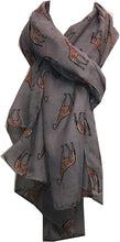 Load image into Gallery viewer, Grey giraffe long soft scarf