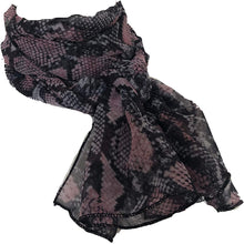 Load image into Gallery viewer, Black/Pink Snake Skin Print Thin Chiffon Style Pretty Scarf Great for Any Outfit Lovely Gift
