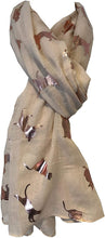 Load image into Gallery viewer, Cream with gold foiled cats long soft scarf
