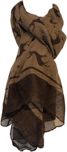 Load image into Gallery viewer, Pamper Yourself Now Brown with Brown Reindeer Design Scarf with Border. Lovely Long Soft Scarf Fantastic Gift
