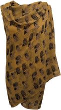 Load image into Gallery viewer, Mustard sketched sheep design long Scarf/wrap. Great present/gift for any lady in your life.