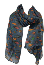 Load image into Gallery viewer, Pamper Yourself Now Blue Fish Scarf with Tropical Fish