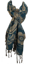Load image into Gallery viewer, Blue Flower Design Women's Pashmina/Scarf/wrap. Lovely Present/Gift for Any Lady in Your Life.