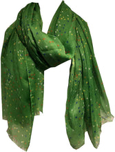 Load image into Gallery viewer, Pamper Yourself Now Bright Green with Multi Coloured dots Scarf/wrap