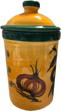 Load image into Gallery viewer, Dark Green with Olive/Garlic Motif Garlic Keeper Pot (6)