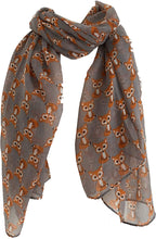 Load image into Gallery viewer, Pamper Yourself Now Grey Mini Fox Design Long Scarf, Soft Ladies Fashion London