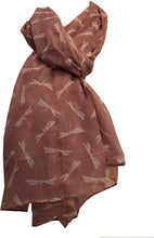 Load image into Gallery viewer, Pamper Yourself Now Ladies Scarf Pink with White Dragonfly Fashion Long Soft wrap/Sarong