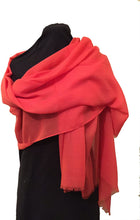 Load image into Gallery viewer, Orangy red plain soft long Scarf/wrap with frayed edge