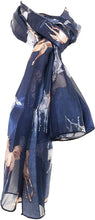 Load image into Gallery viewer, Pamper Yourself Now Navy Blue Running Horse Shiny Thin Pretty Scarf