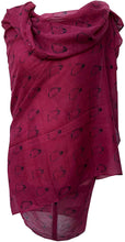 Load image into Gallery viewer, Burgundy with black baby penguins long soft scarf