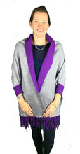 Load image into Gallery viewer, Pamper Yourself Now ltd Ladies Very Stylist Purple and Grey Warm and Cosy Reversible wrap/Cape