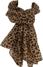 Load image into Gallery viewer, Pamper Yourself Now Light Brown with Dark Brown Small Leopard Print Scarf Long Soft wrap/Sarong