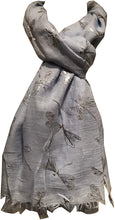 Load image into Gallery viewer, Pamper Yourself Now Sky Blue with Silver Foiled Glitter Dragonfly Design Long Scarf/wrap