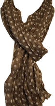 Load image into Gallery viewer, Pamper Yourself Now Brown with White Small Spots Design Long Scarf