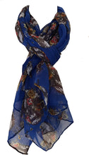 Load image into Gallery viewer, Pamper Yourself Now Blue Skull with Flower Design Scarf