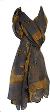Load image into Gallery viewer, Grey cheetah long soft ladies scarf/wrap. Great present for mum, sister, girlfriend or wife.