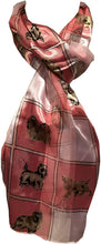 Load image into Gallery viewer, Pink dog scarf with a square design and different dog breeds