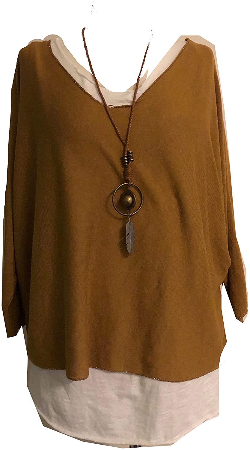 Ladies mustard Layer Top with Necklace (A91)