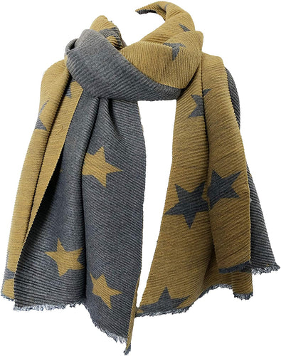 Mustard and grey star blanket scarf