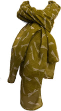 Load image into Gallery viewer, Pamper Yourself Now Ladies Scarf Mustard with White Dragonfly Fashion Long Soft wrap/Sarong