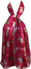 Load image into Gallery viewer, Pamper Yourself Now Red Tartan Shiny Dog Scarf with Different Dog Breeds Thin Long Scarf