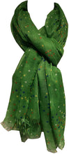 Load image into Gallery viewer, Pamper Yourself Now Bright Green with Multi Coloured dots Scarf/wrap