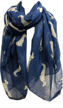 Load image into Gallery viewer, Pamper Yourself Now Sausage/dachshund dogs long Scarf, great present/gift for dog lovers. (Cream with Blue sausage dogs)