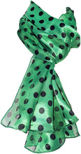 Load image into Gallery viewer, Pamper Yourself Now Green with Black Medium spot Thin Pretty Scarf. Lovely with Any Outfit