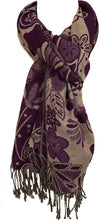Load image into Gallery viewer, Purple Flower Design Women's Pashmina/Scarf/wrap. Lovely Present/Gift for Any Lady in Your Life.
