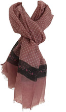 Load image into Gallery viewer, Pamper Yourself Now Pink Scarf with White Spotty Scarves with Borders, Long, Soft, Pretty London Summer Fashion Scarf/Wrap