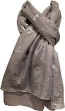 Load image into Gallery viewer, Pamper Yourself Now Light Grey with Silver Foiled Glitter Dragonfly Design Long Scarf/wrap