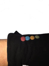 Load image into Gallery viewer, G1501 plain black ladies Gloves with a splash of colour between the fingers