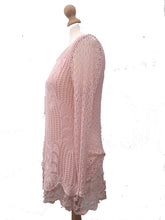 Load image into Gallery viewer, Pamper Yourself Now ltd Ladies Pink Crochet lace Long Sleeve top.Made in Italy (AA3)