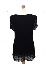 Load image into Gallery viewer, Pamper Yourself Now ltd Ladies Black Crochet lace Short Sleeve top.Made in Italy (AA18)