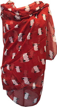 Load image into Gallery viewer, Pamper Yourself Now Red Sheep Design Long Scarf, Great for Presents/Gifts for Sheep Lovers.