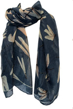 Load image into Gallery viewer, Pamper Yourself Now Blue with Coloured Big Dragonfly Design Scarf Lovely Soft Scarf Fantastic Gift