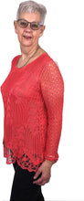 Load image into Gallery viewer, Pamper Yourself Now ltd Ladies Coral Crochet lace Long Sleeve top. Made in Italy (AA5)