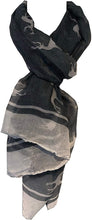 Load image into Gallery viewer, Pamper Yourself Now Grey with White Reindeer Design Scarf with Border. Lovely Long Soft Scarf Fantastic Gift