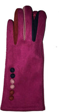 Load image into Gallery viewer, G1925 Plain fuchsia pink ladies Gloves with a splash of colour between the fingers