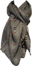 Load image into Gallery viewer, Pamper Yourself Now Grey with Lighthouse Design Ladies Fashion Scarves